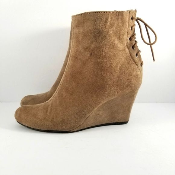 2 Lips Too Brown Wedge Ankle Booties. S679 - Picture 3 of 5